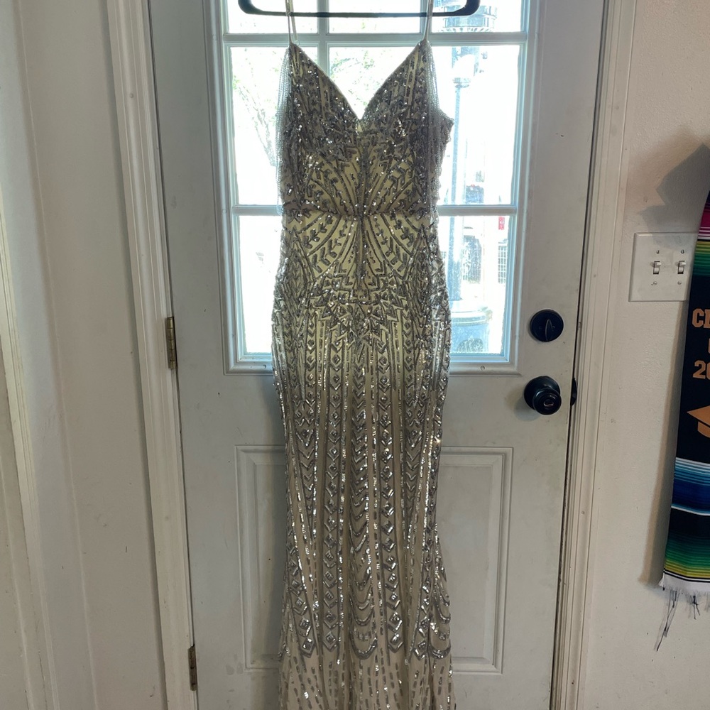 Elegant Silver Sequin Gown